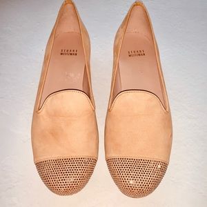 STUART WEITZMAN Cream Embellished Toe Flat